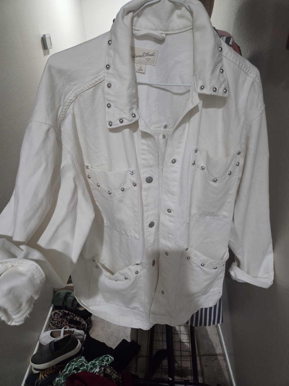 Universal Thread White Stud-Trim Jean Jacket